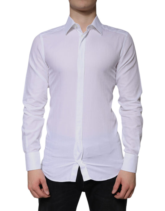 Dolce &amp; Gabbana Weißes formelles Herrenhemd aus Baumwolle in Gold