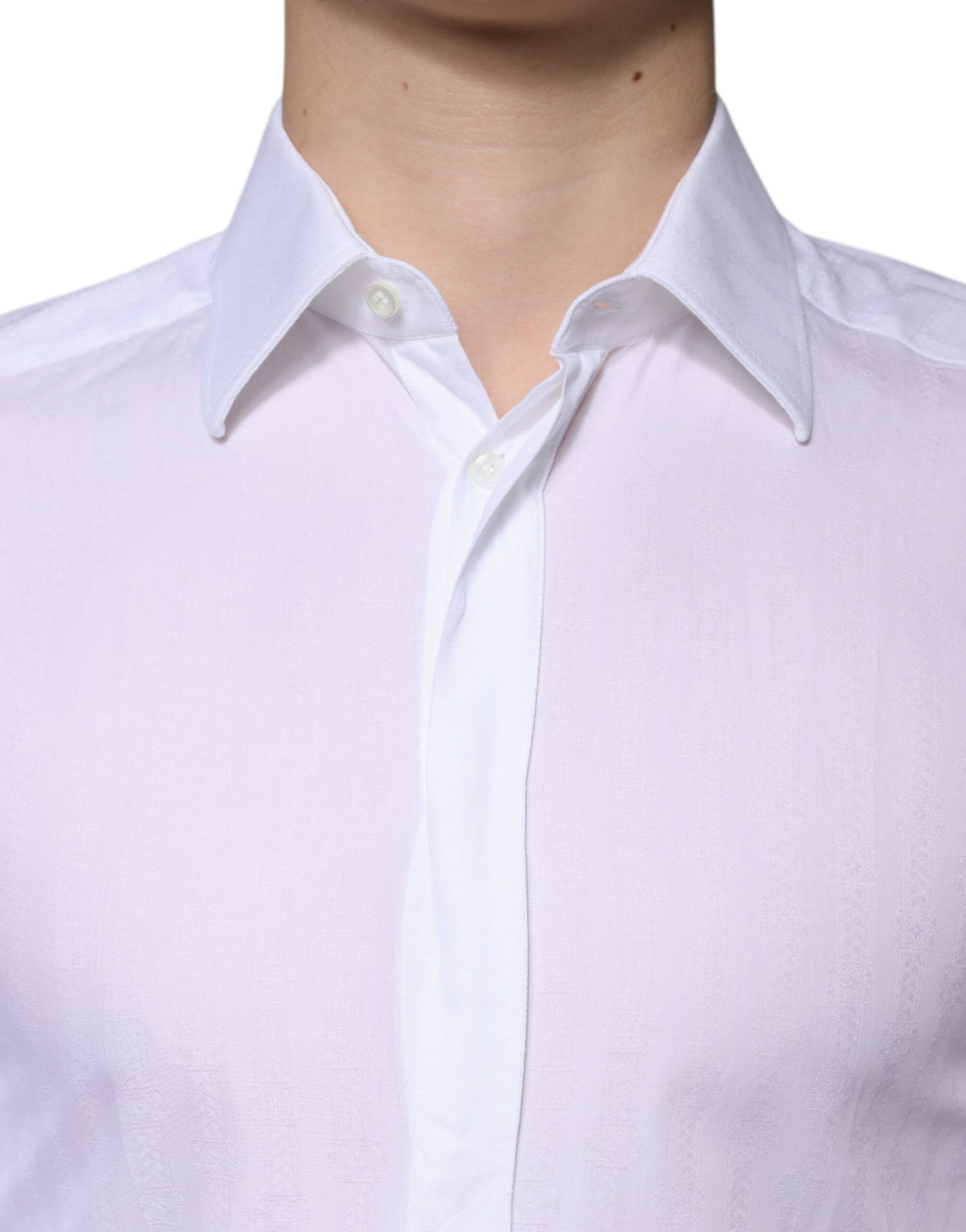 Dolce &amp; Gabbana Weißes formelles Herrenhemd aus Baumwolle in Gold