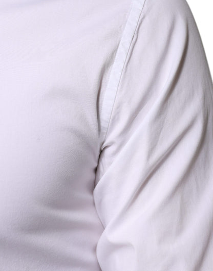 Dolce &amp; Gabbana Weißes formelles Herrenhemd aus Baumwolle in Gold