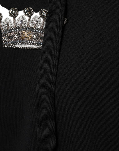 Dolce &amp; Gabbana – Schwarzes Sweatshirt mit Kapuze aus Baumwolle mit Krone