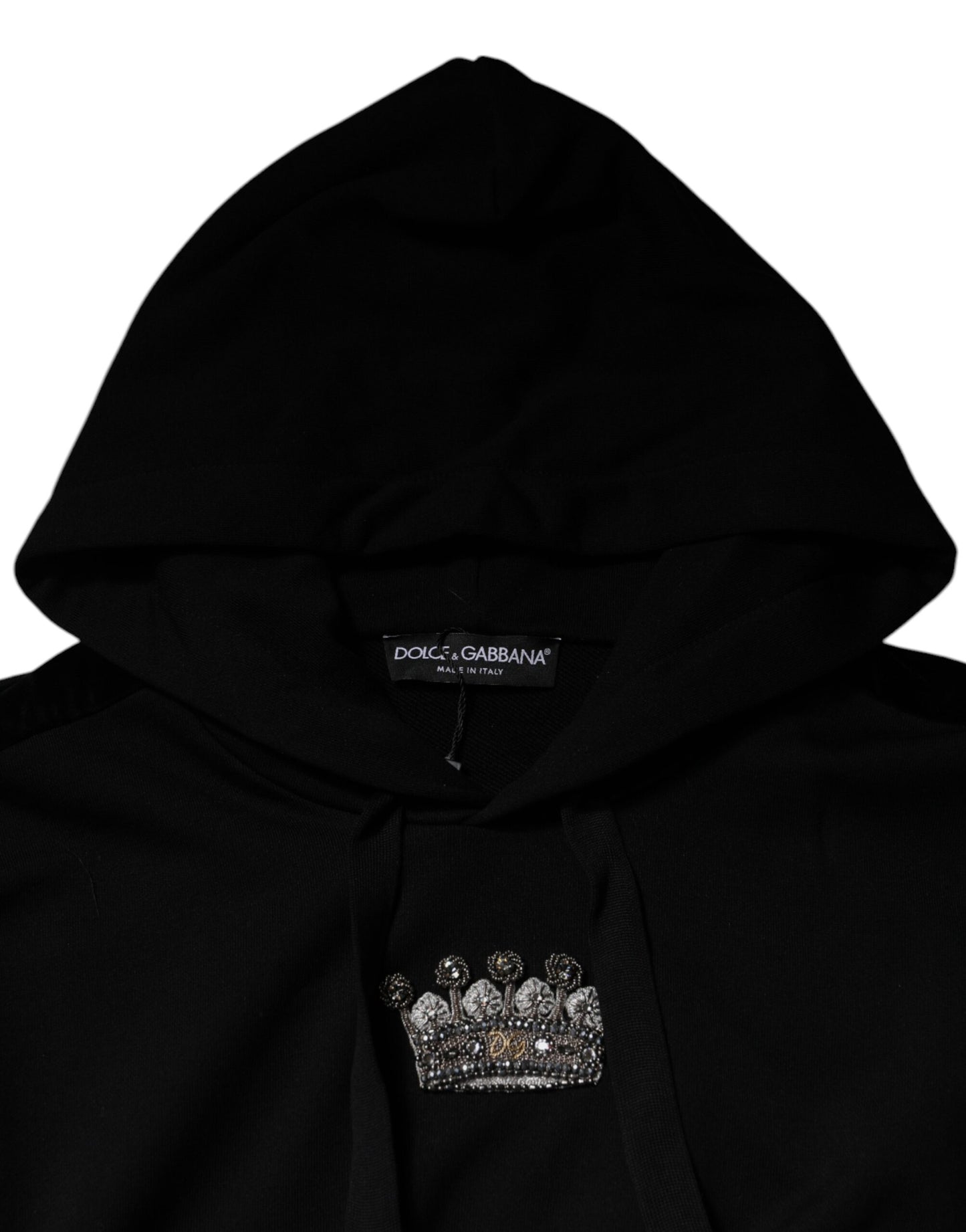 Dolce &amp; Gabbana – Schwarzes Sweatshirt mit Kapuze aus Baumwolle mit Krone