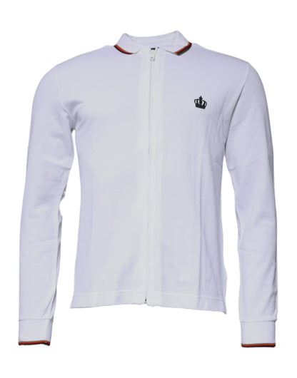 Dolce &amp; Gabbana White Crown Herren Sweatshirt mit durchgehendem Reißverschluss