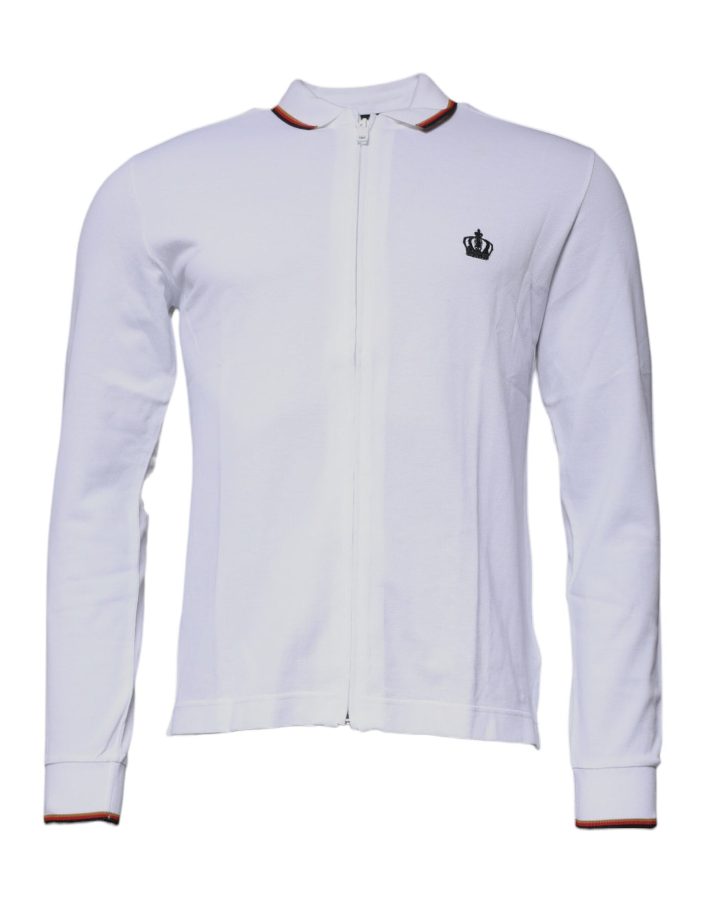 Dolce &amp; Gabbana White Crown Herren Sweatshirt mit durchgehendem Reißverschluss