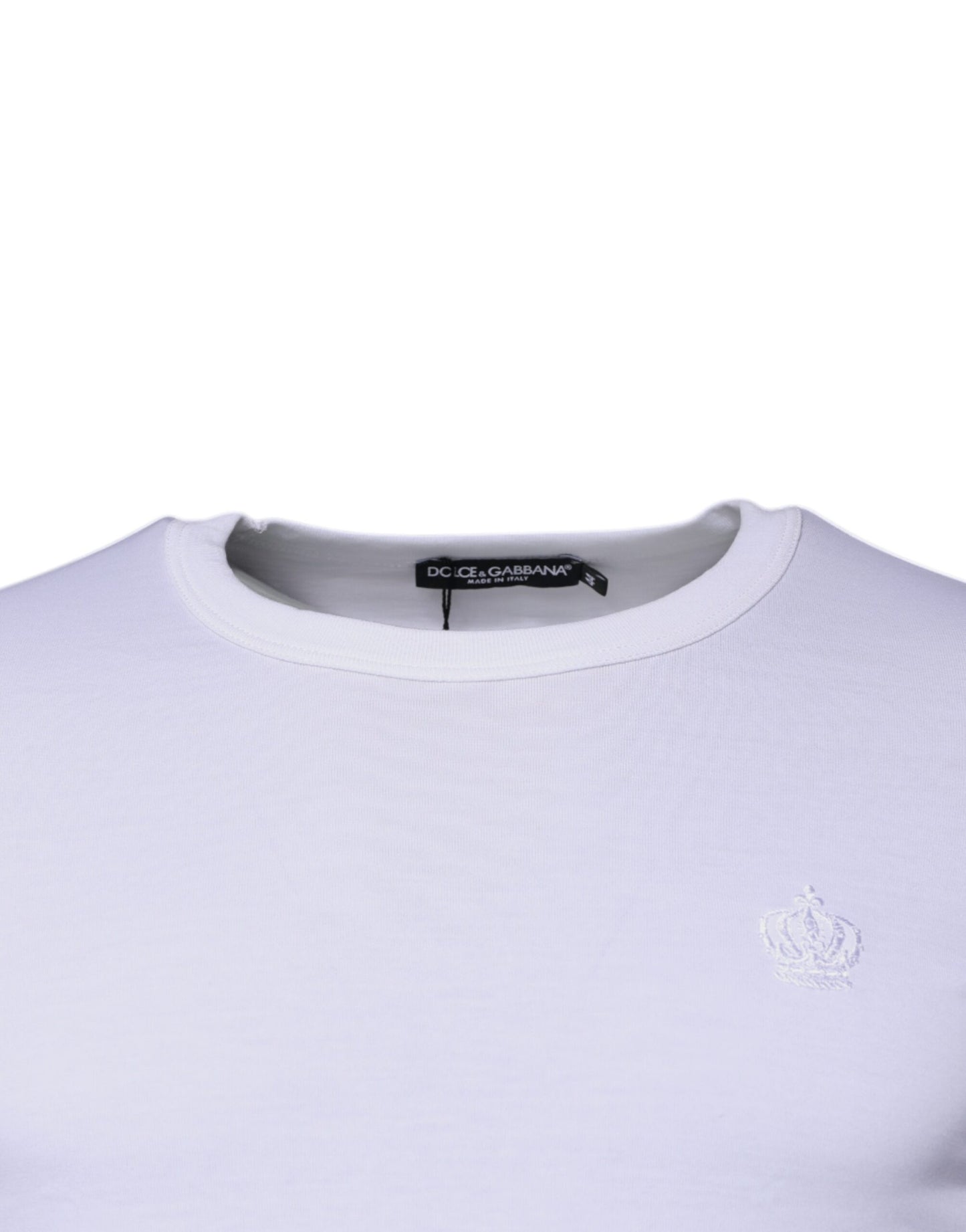 Dolce &amp; Gabbana – Weißer Pullover mit Krone und Rundhalsausschnitt aus Baumwolle