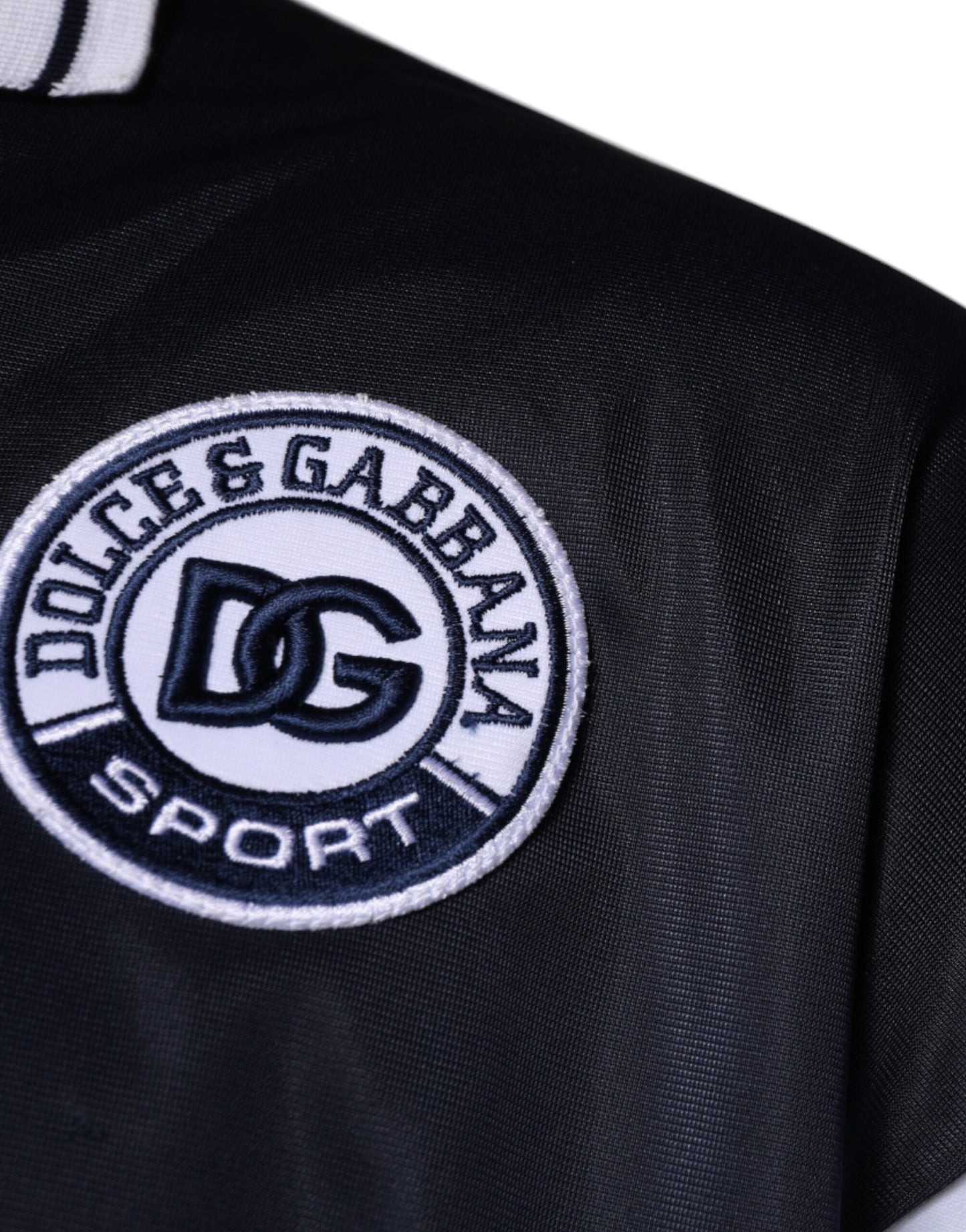 Dolce &amp; Gabbana – Blauer Jersey-Pullover mit Logo und Kragen