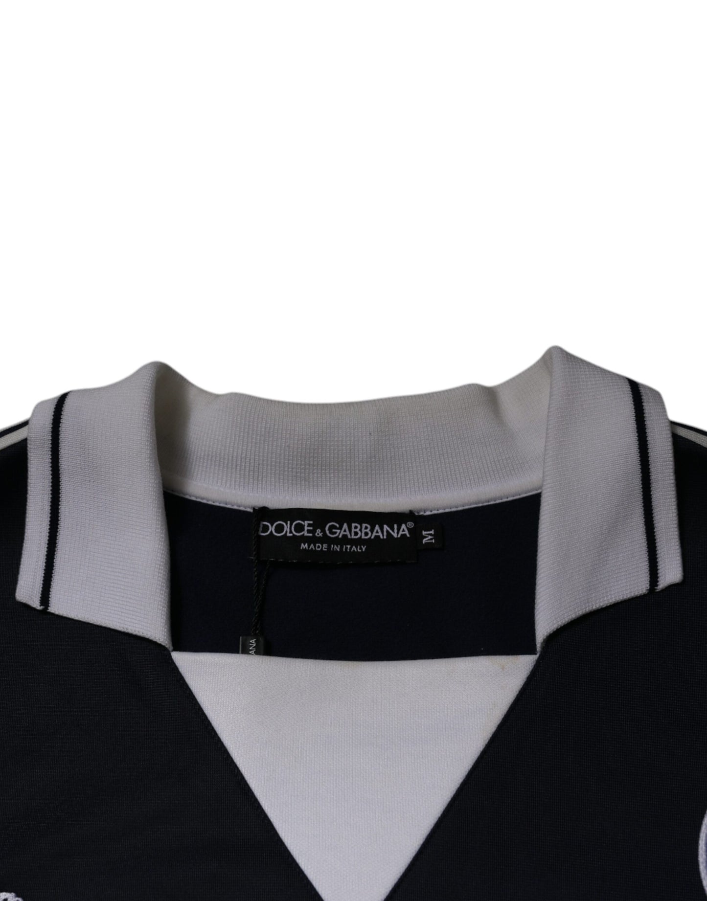 Dolce &amp; Gabbana – Blauer Jersey-Pullover mit Logo und Kragen