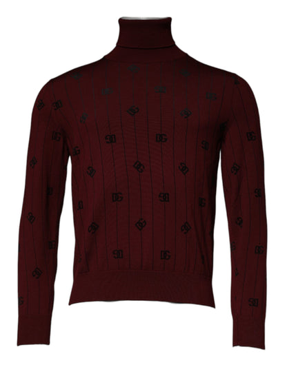 Dolce &amp; Gabbana Kastanienbrauner Rollkragenpullover mit Monogramm