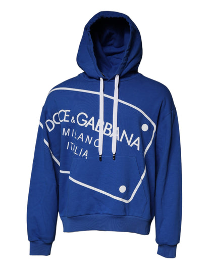Dolce &amp; Gabbana – Blaues Sweatshirt mit Logo-Print und Kapuze