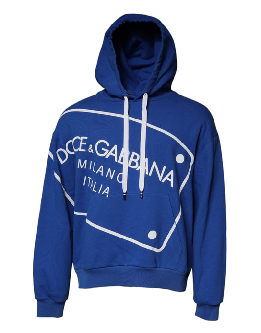 Dolce &amp; Gabbana – Blaues Sweatshirt mit Logo-Print und Kapuze