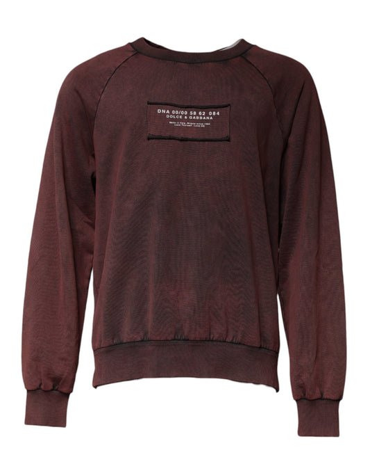 Dolce &amp; Gabbana Brauner Pullover mit Rundhalsausschnitt und Logo aus Baumwolle
