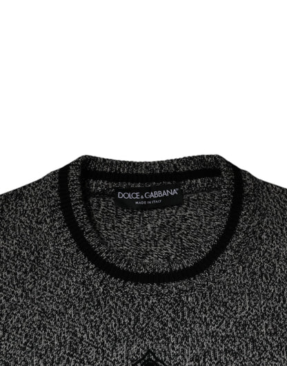 Dolce &amp; Gabbana Grauer Pullover aus Kaschmir mit Kronenkönig