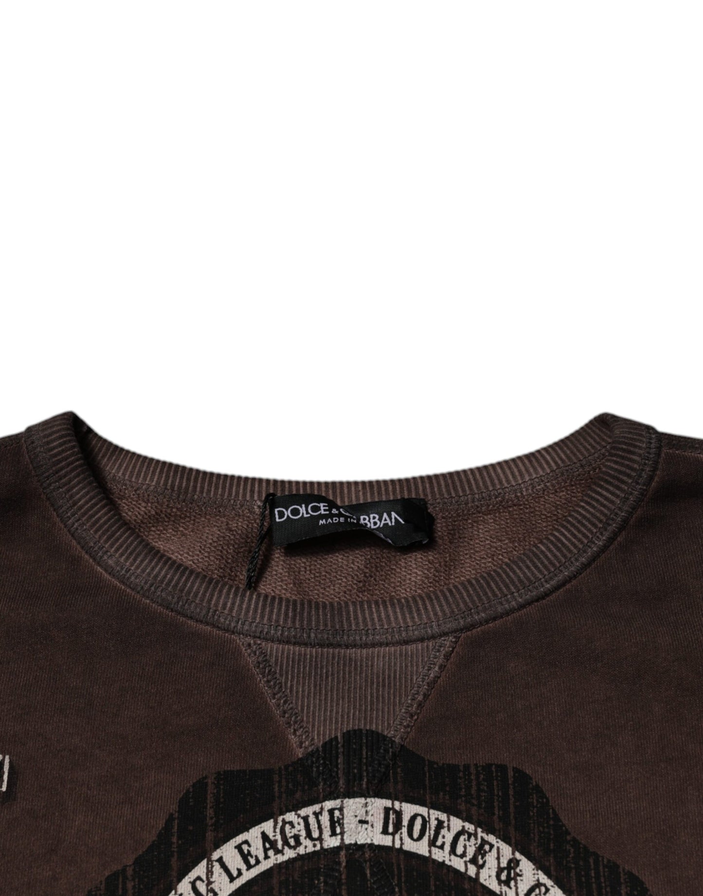Dolce &amp; Gabbana – Brauner Pullover mit Rundhalsausschnitt und Logo-Print