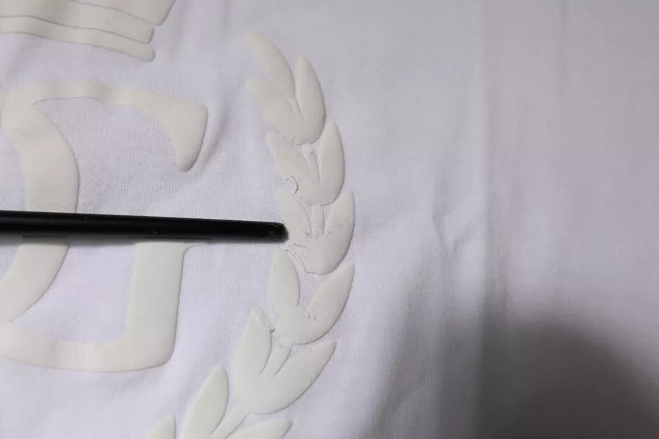 Dolce &amp; Gabbana – Weißes Baumwoll-T-Shirt mit Rundhalsausschnitt und Logoprägung