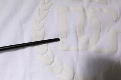 Dolce &amp; Gabbana – Weißes Baumwoll-T-Shirt mit Rundhalsausschnitt und Logoprägung
