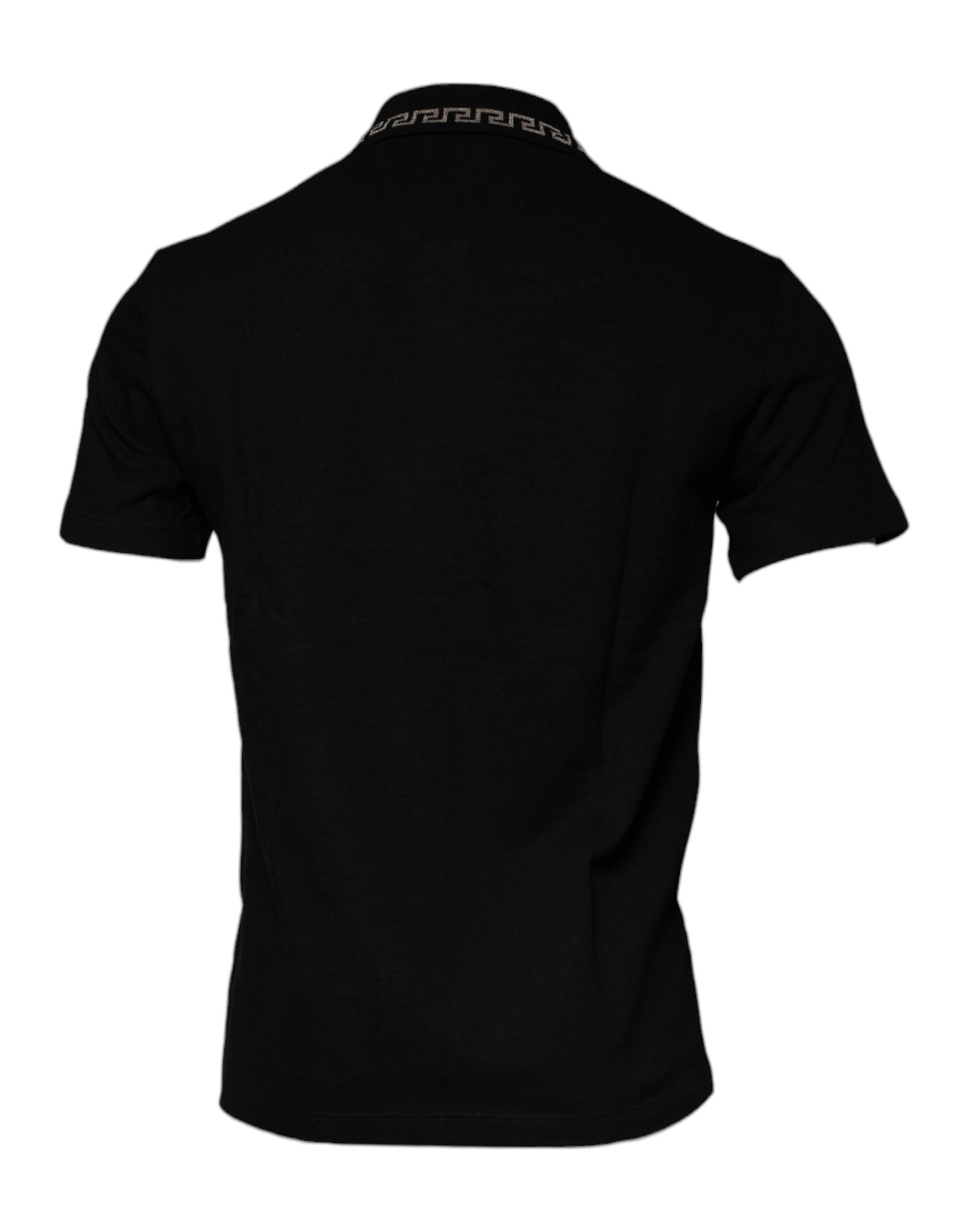 Versace – Schwarzes Poloshirt aus Viskose mit Kragen und kurzen Ärmeln