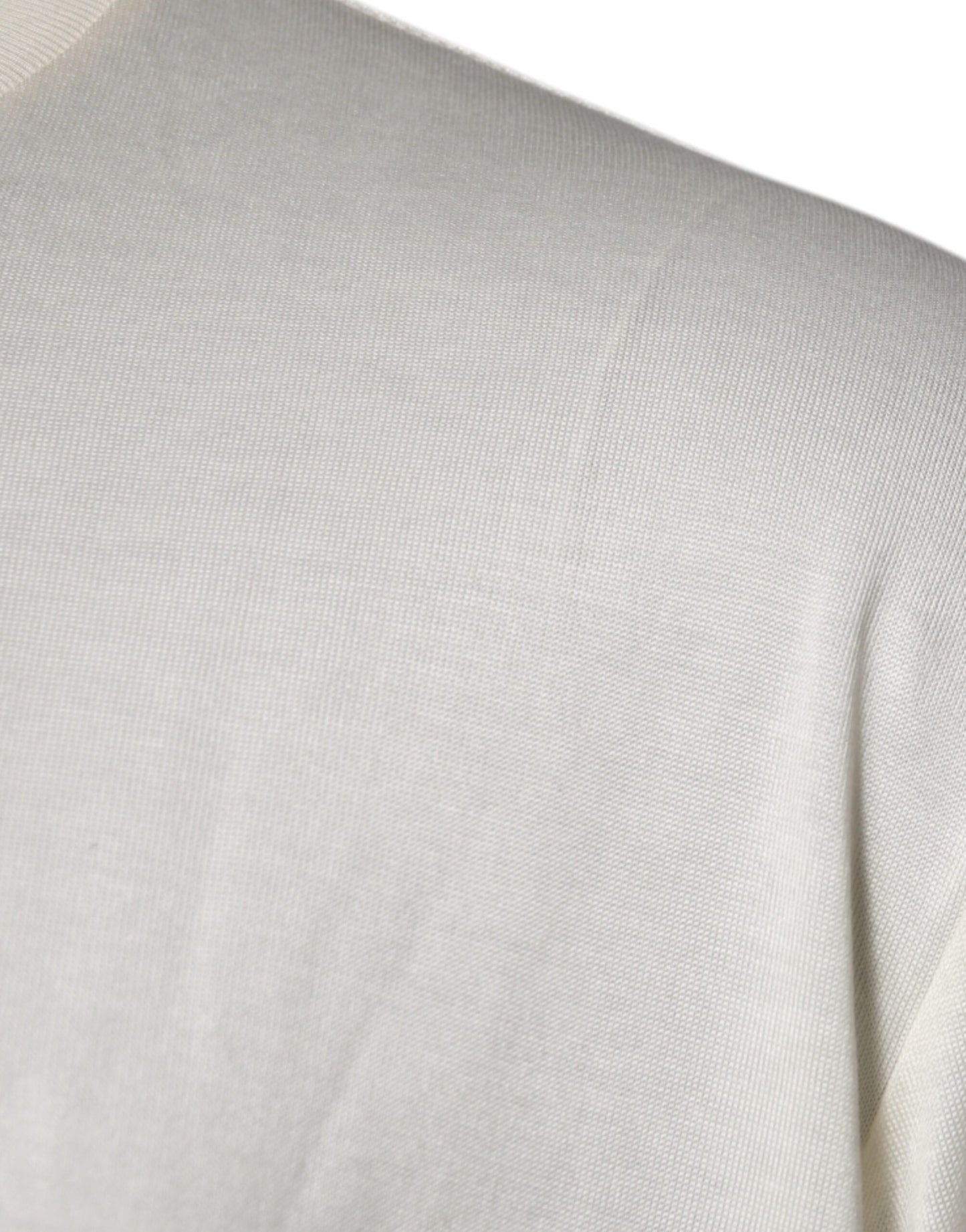 Dolce &amp; Gabbana – Kurzärmliges T-Shirt aus Seide mit Rundhalsausschnitt in Off-White