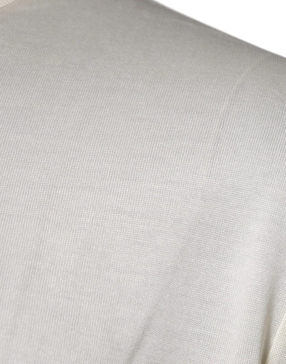 Dolce &amp; Gabbana – Kurzärmliges T-Shirt aus Seide mit Rundhalsausschnitt in Off-White