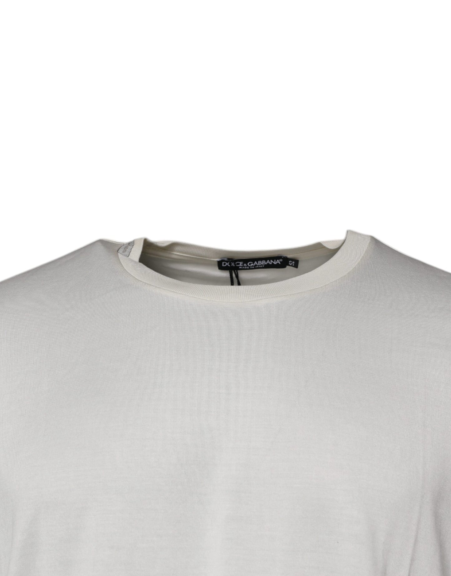 Dolce &amp; Gabbana – Kurzärmliges T-Shirt mit Rundhalsausschnitt in Off-White