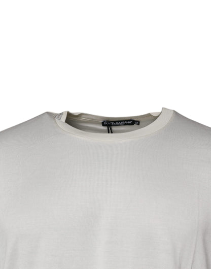 Dolce &amp; Gabbana – Kurzärmliges T-Shirt mit Rundhalsausschnitt in Off-White