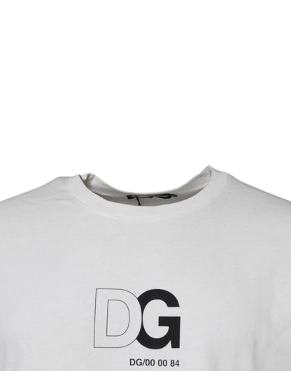 Dolce &amp; Gabbana – Weißes T-Shirt mit Rundhalsausschnitt und kurzen Ärmeln und DG-Logo