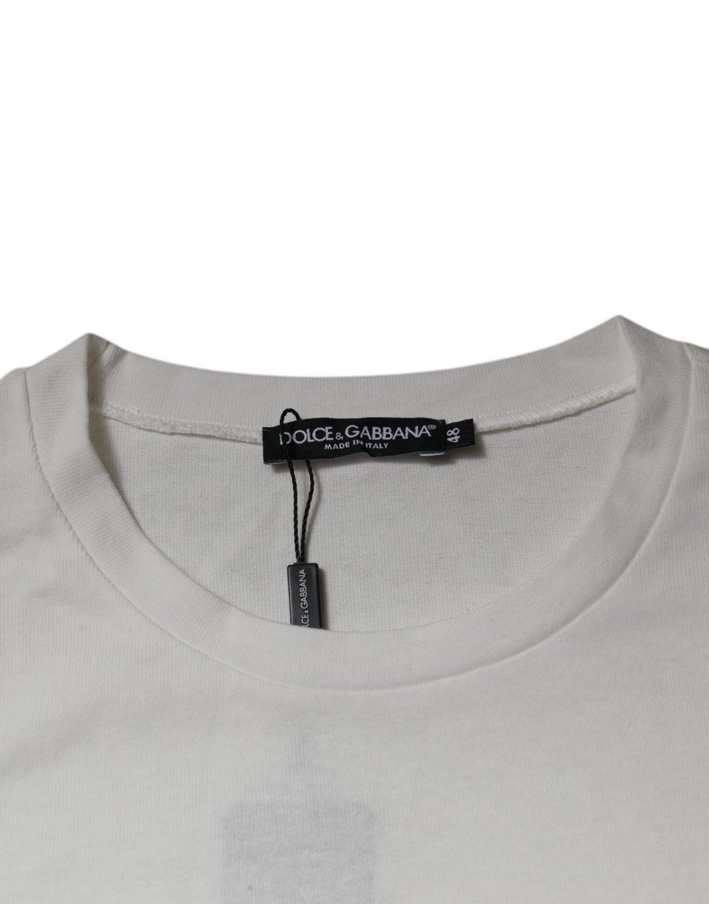 Dolce &amp; Gabbana – Weißes T-Shirt mit Rundhalsausschnitt und kurzen Ärmeln und DG-Logo