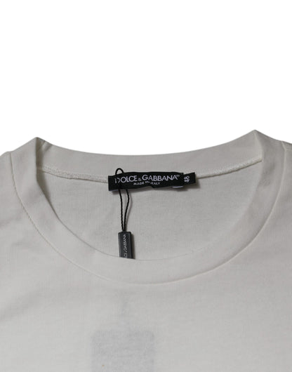 Dolce &amp; Gabbana – Weißes T-Shirt mit Rundhalsausschnitt und kurzen Ärmeln und DG-Logo