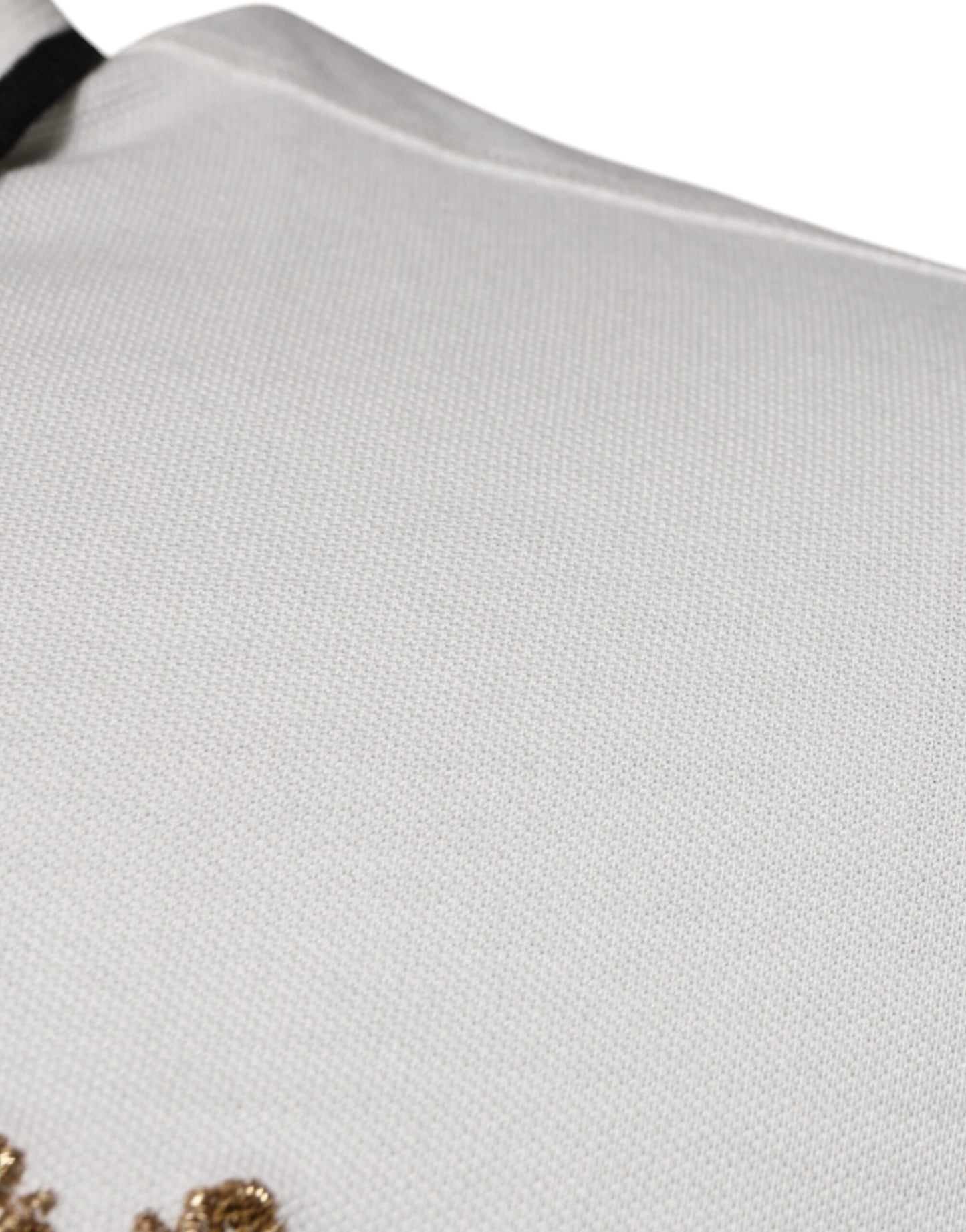 Dolce &amp; Gabbana – Poloshirt aus Baumwolle mit Kragen und Krone in Off-White