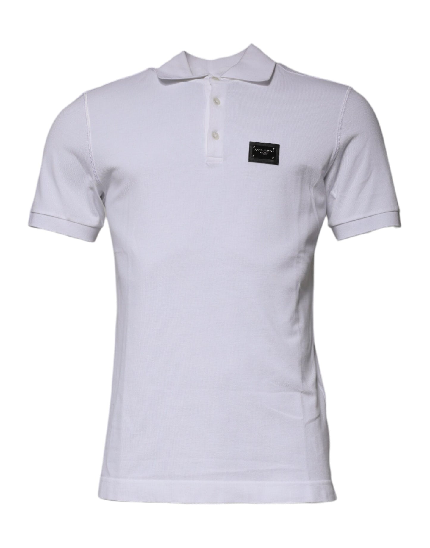 Dolce &amp; Gabbana – Weißes Poloshirt aus Baumwolle mit Logo-Schild und Kragen