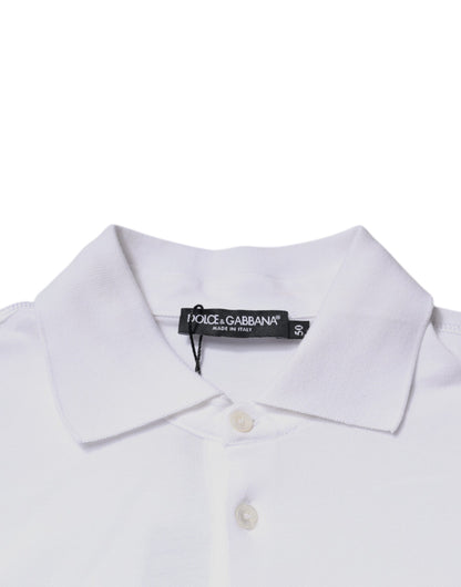 Dolce &amp; Gabbana – Weißes Poloshirt aus Baumwolle mit Logo-Schild und Kragen