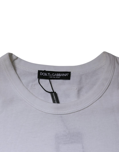 Dolce &amp; Gabbana – T-Shirt mit Rundhalsausschnitt und kurzen Ärmeln in Weiß