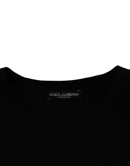 Dolce &amp; Gabbana – Schwarzes, kurzärmliges T-Shirt mit Rundhalsausschnitt