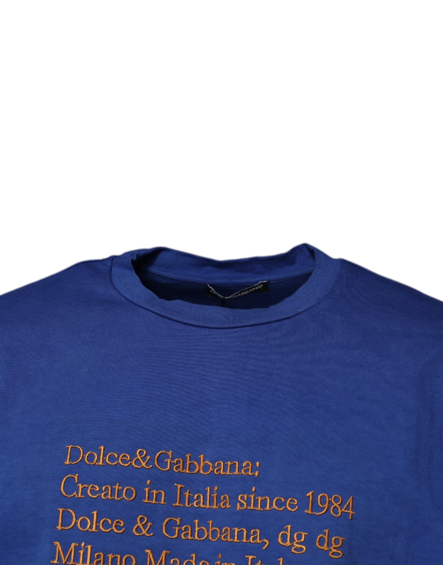 Dolce &amp; Gabbana – Blaues Baumwoll-T-Shirt mit Rundhalsausschnitt und grafischem Print