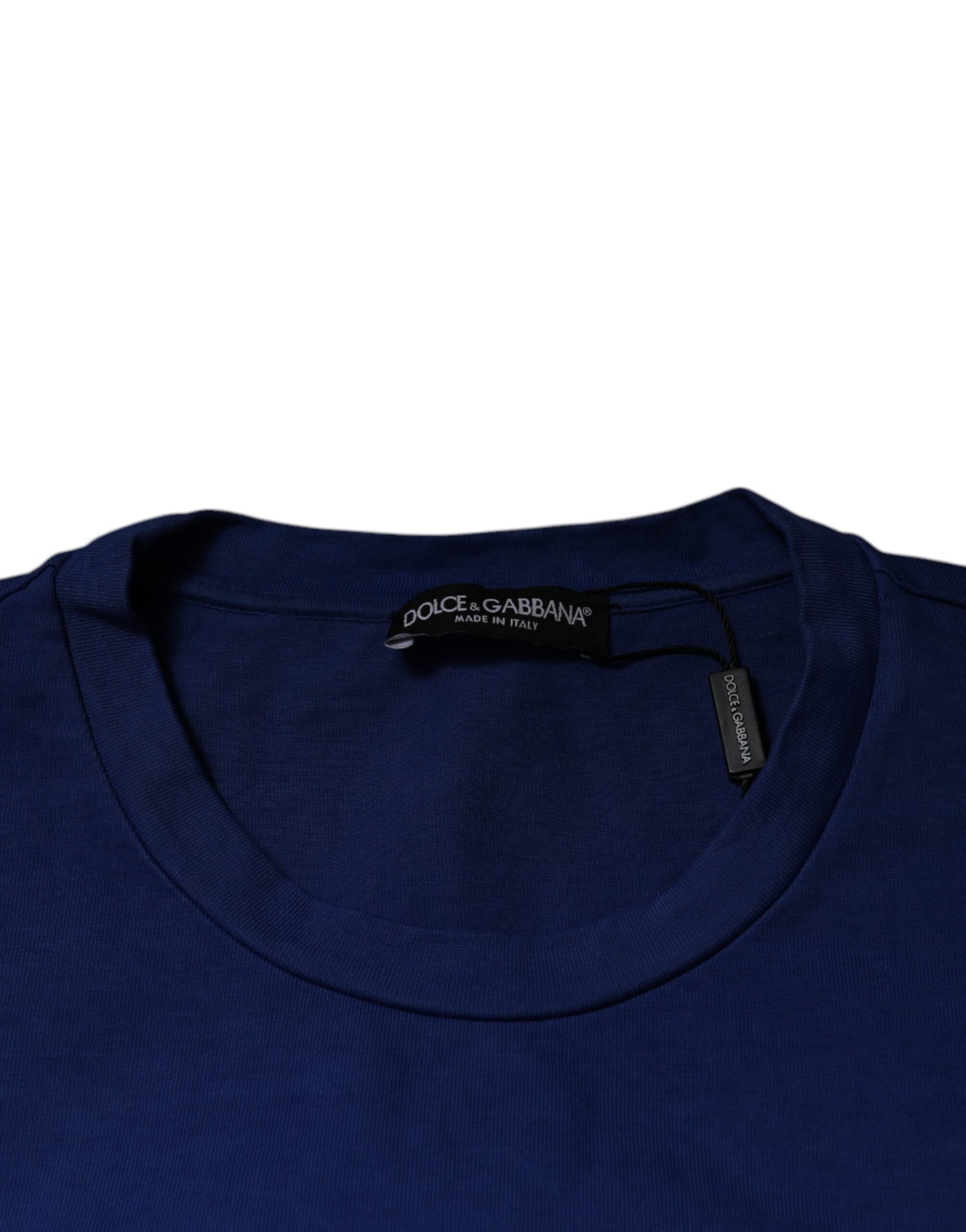 Dolce &amp; Gabbana – Blaues Baumwoll-T-Shirt mit Rundhalsausschnitt und grafischem Print