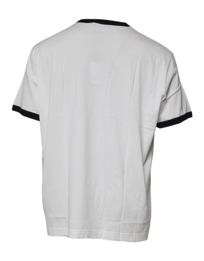 Dolce &amp; Gabbana – Weißes Baumwoll-T-Shirt mit Rundhalsausschnitt und grafischem Print