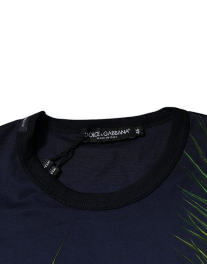 Dolce &amp; Gabbana – Kurzärmliges T-Shirt mit Rundhalsausschnitt und blauem Baumdruck