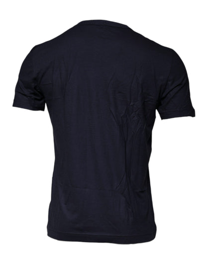 Dolce &amp; Gabbana Blaues D&amp;G King Of Love Baumwoll-T-Shirt mit Rundhalsausschnitt