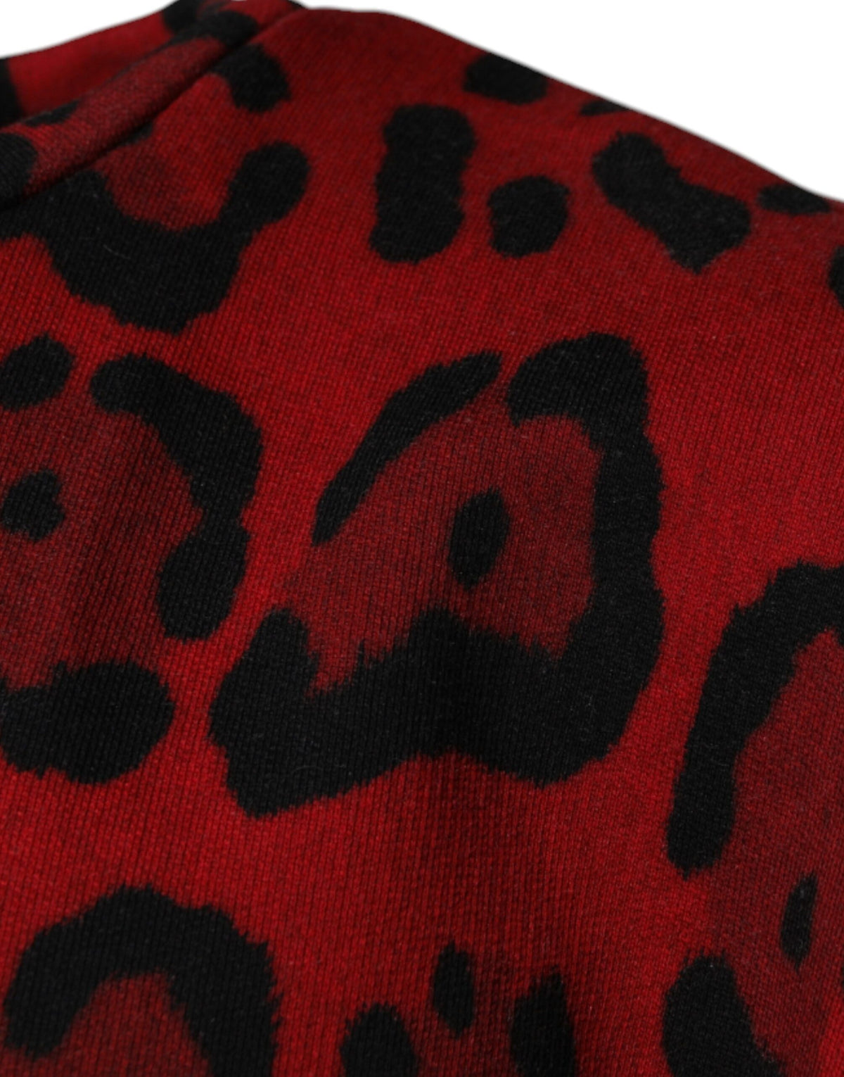 Dolce &amp; Gabbana Rotes ärmelloses Baumwoll-T-Shirt mit Leopardenmuster