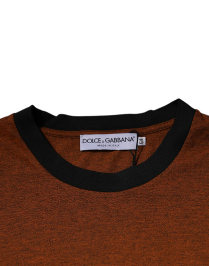Dolce &amp; Gabbana Braunes T-Shirt aus Baumwolle mit Rundhalsausschnitt und DG-Logo