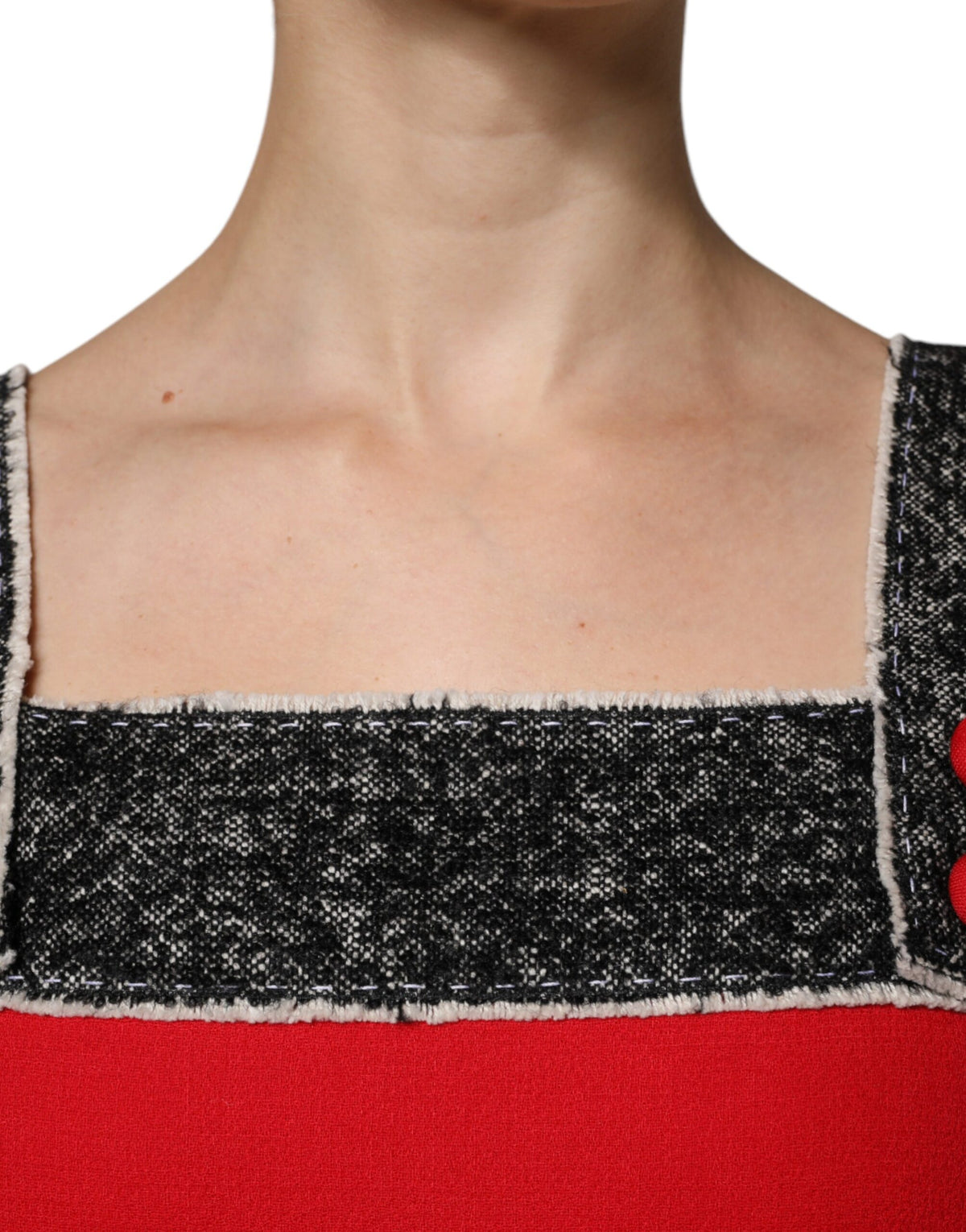 Dolce &amp; Gabbana – Rotes, ärmelloses Minikleid aus Wolle in A-Linie