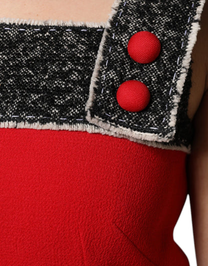 Dolce &amp; Gabbana – Rotes, ärmelloses Minikleid aus Wolle in A-Linie