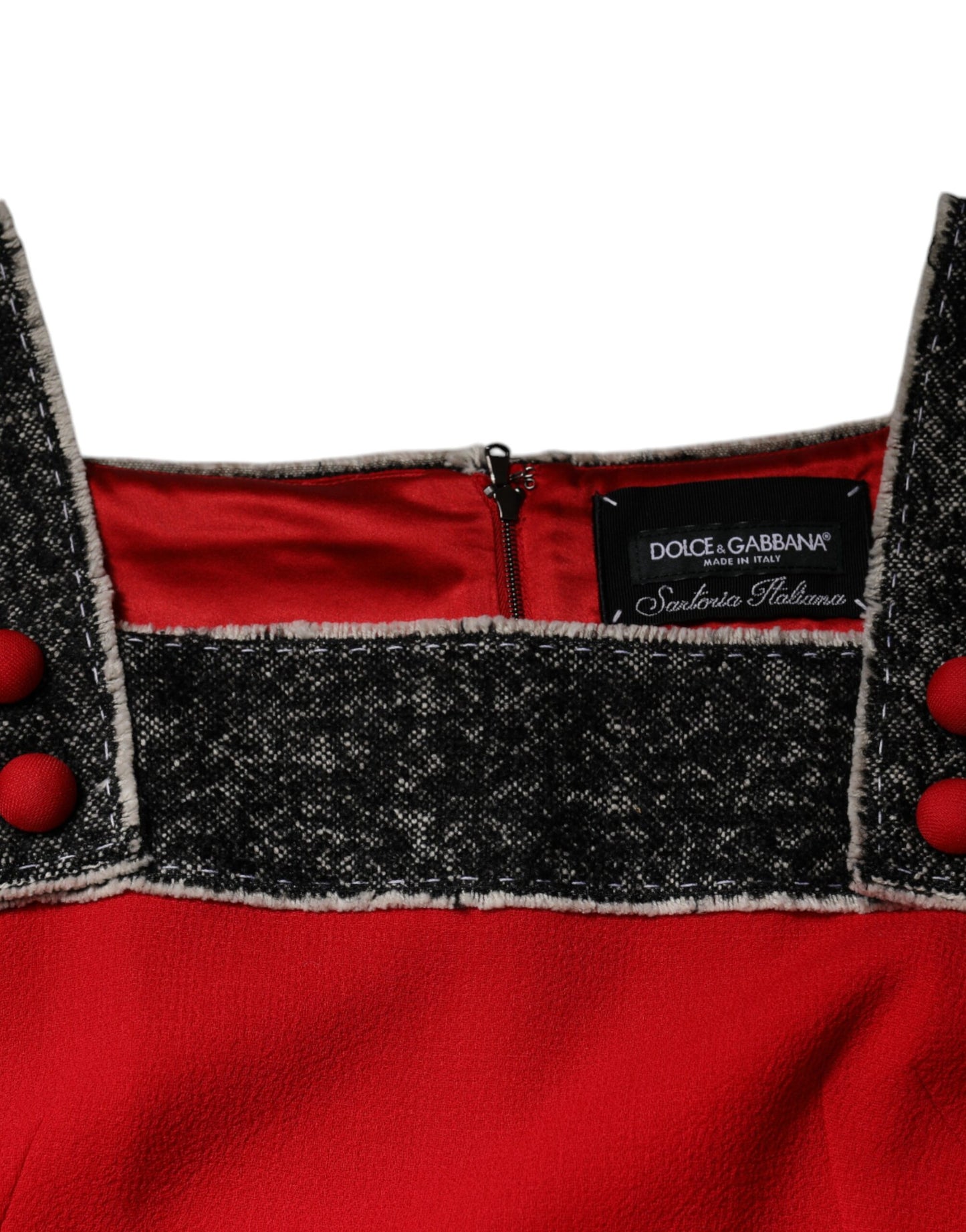 Dolce &amp; Gabbana – Rotes, ärmelloses Minikleid aus Wolle in A-Linie