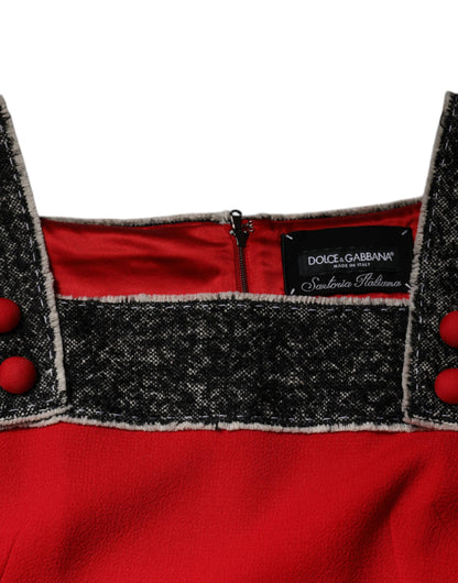 Dolce &amp; Gabbana – Rotes, ärmelloses Minikleid aus Wolle in A-Linie
