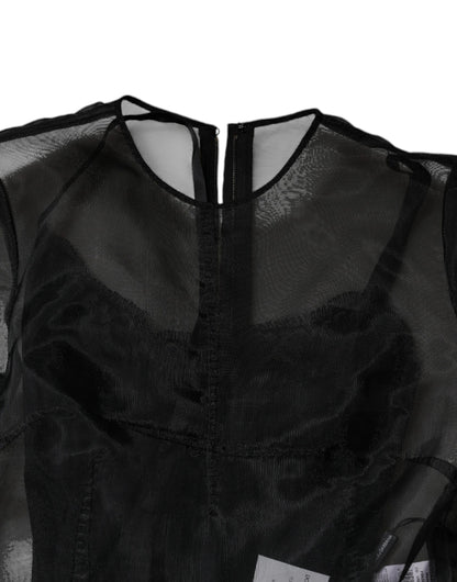 Dolce &amp; Gabbana – Schwarzes A-Linien-Midi-Cocktailkleid aus Tüll
