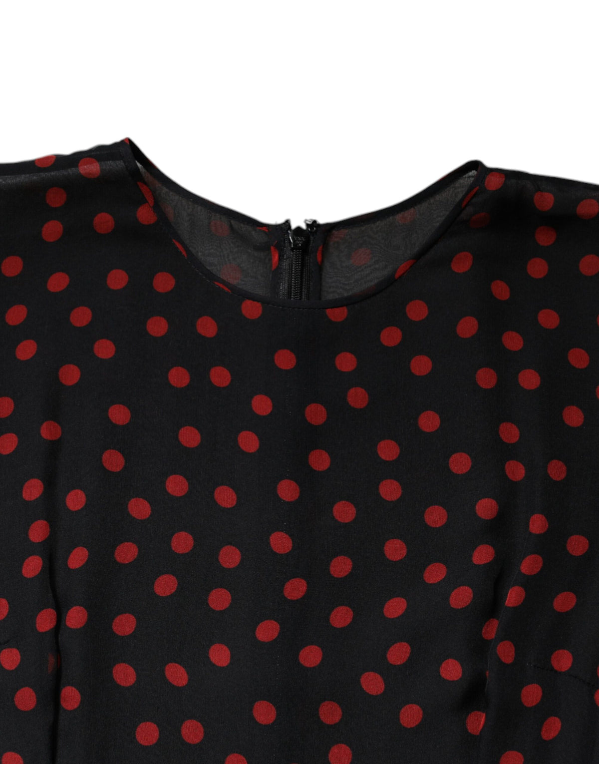 Dolce &amp; Gabbana – Midikleid aus Seide mit schwarzen und roten Punkten