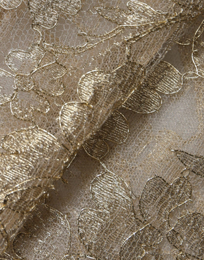 Dolce &amp; Gabbana – A-Linien-Etui-Minikleid mit goldener Blumenspitze