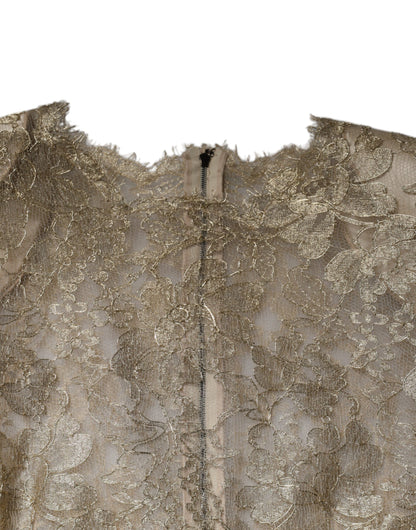 Dolce &amp; Gabbana – A-Linien-Etui-Minikleid mit goldener Blumenspitze