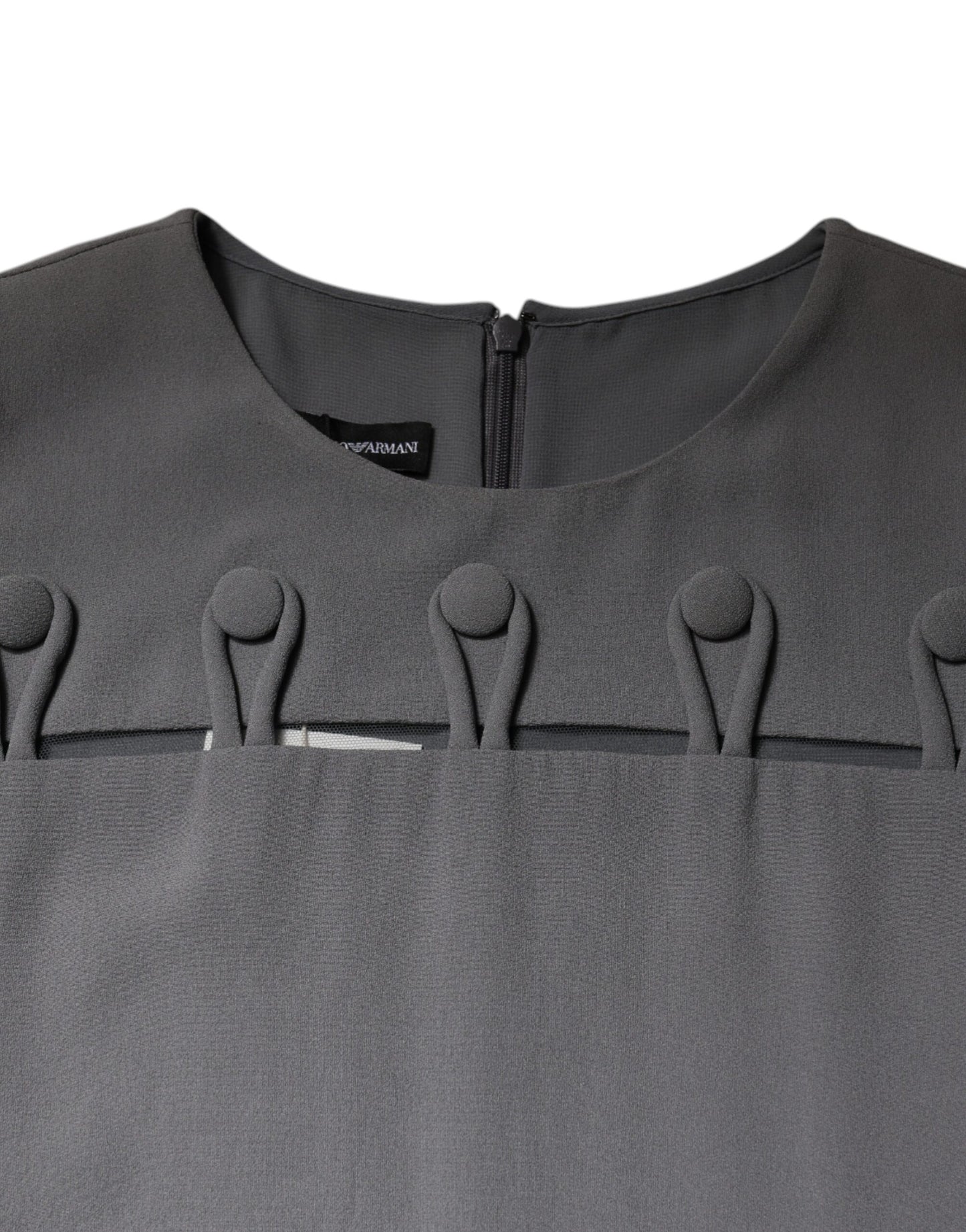 Emporio Armani – Graues, ärmelloses Minikleid in A-Linie mit Rundhalsausschnitt