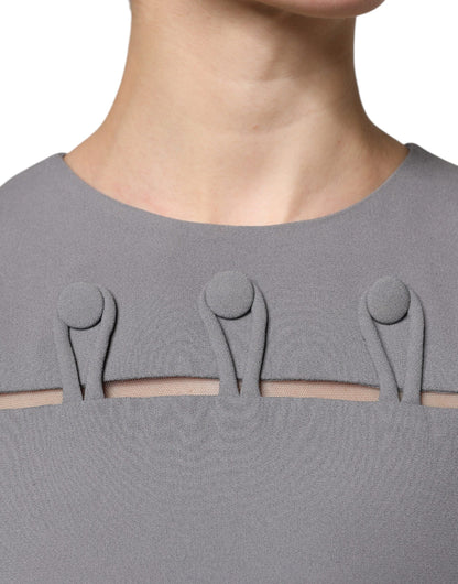 Emporio Armani – Graues, ärmelloses Minikleid in A-Linie mit Rundhalsausschnitt