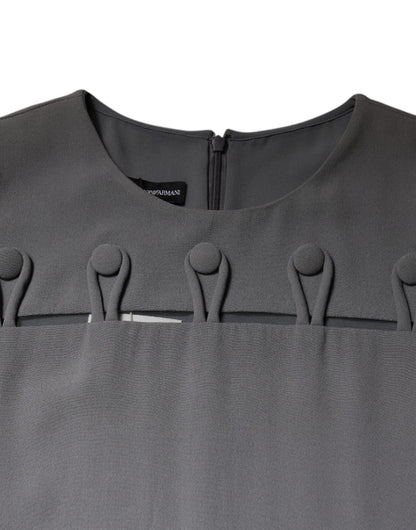 Emporio Armani – Graues, ärmelloses Minikleid in A-Linie mit Rundhalsausschnitt