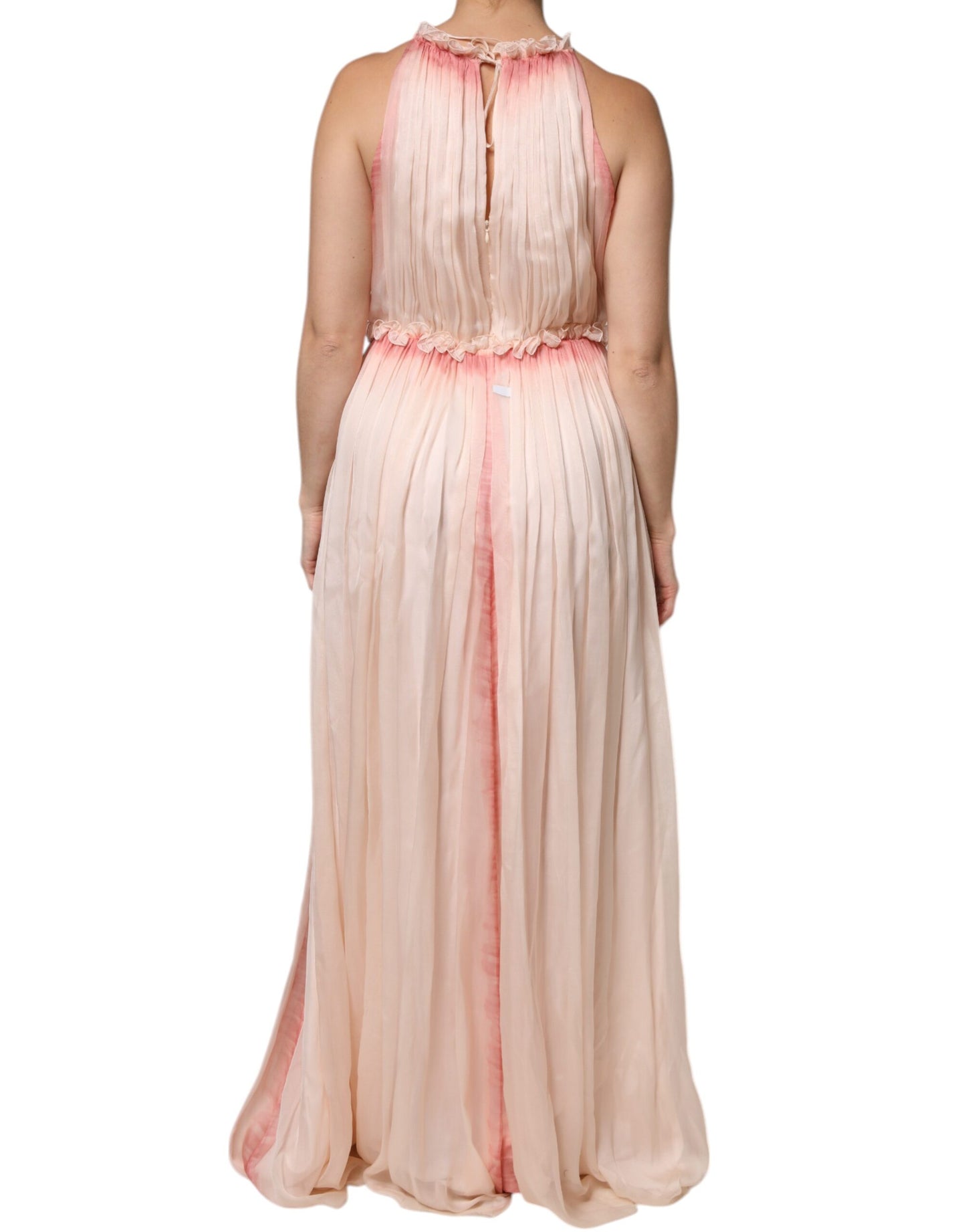 Alberta Ferretti – Ärmelloses, plissiertes Maxikleid in A-Linie, Rosa